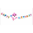 Baby Shark Happy Birthday banner - rózsaszín