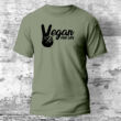 Vegan For Life feliratos póló a vega életmódod kedvelőnek. Khaki színben.