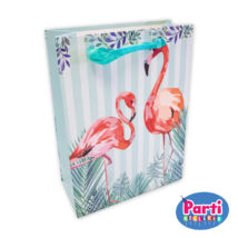 Flamingó ajándéktasak 18x23x10cm zöld