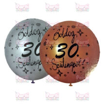 30-as születésnapi lufi arany-ezüst színben 30cm (5db)