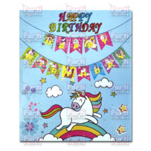 Unikornis Happy Birthday színes feliratos függő dekoráció
