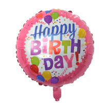 Happy Birthday pöttyös-lufis rózsaszín színű szülinapi fólia lufi 45cm