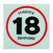 Happy Birthday 18-as Sebességkorlátozó Szülinapi Parti Szalvéta - 33 x 33 cm, 20 db-os