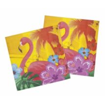 Flamingó Hawaii Mintás Party Szalvéta - 33 cm x 33 cm, 12 db-os