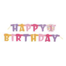First Birthday Balloons Pink - Első Szülinapi Happy Birthday Betűfüzér