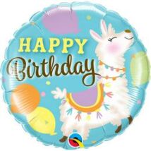 18 inch-es Llama Happy Birthday - Láma Szülinapi Fólia Lufi