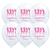 11 inch-es Fehér-pink Táncolós Lánybúcsú Party Lufi (6 db/csomag)