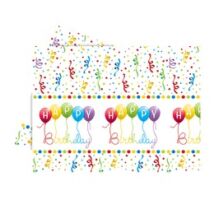 Happy Birthday Streamers - Szülinapi Parti Asztalterítő - 180 cm x 120 cm