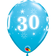 30cm születésnapi léggömb kék 30-as