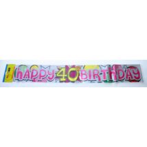Színes Happy Birthday fólia felirat 40. szülinapra. A kerek évszámos kiegészítők minden születésnapi bulira ajánlottak, hogy minél emlékezetesebbek legyenek az ünnepeltek számára.