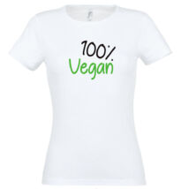 100% vegán feliratos fehér színű póló