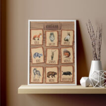 Erdő állatai poszter, falikép, képkeret, plakát