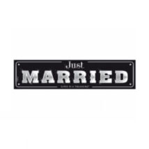 Rendszámtábla Just Married 50x11,5cm fekete-fehér