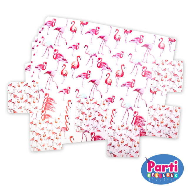 Flamingó mintás tányér- és poháralátét szett fehér színben