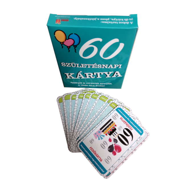 Ajándéknak kiváló szórakoztató feladványokkal tűzdelt kártyajáték 30. szülinapra. Természetesen a középpontban mindvégig a 60-as szám áll!