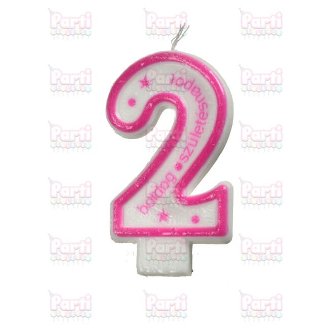 Rózsaszín színű számos gyertya lányoknak születésnapra 2 számmal. Minden tortára kötelező a gyertya, amely elfújását követően teljesülhet az ünnepelt álma.
