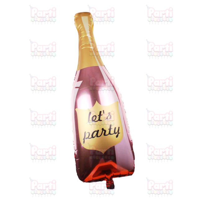 Let's party feliratos, pezsgősüveg alakú supershape óriás lufi lánybúcsúra vagy bármely más ünnepségre.