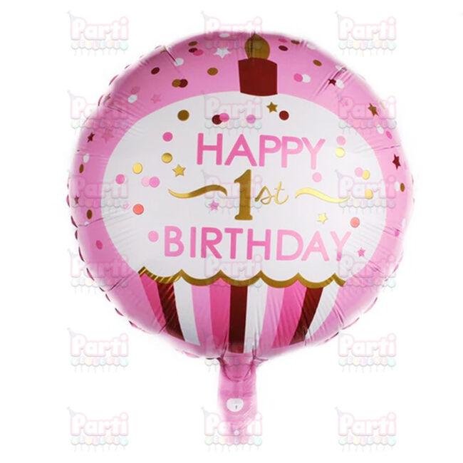 Happy birthday első szülinapi rózsaszín fólia lufi 45cm