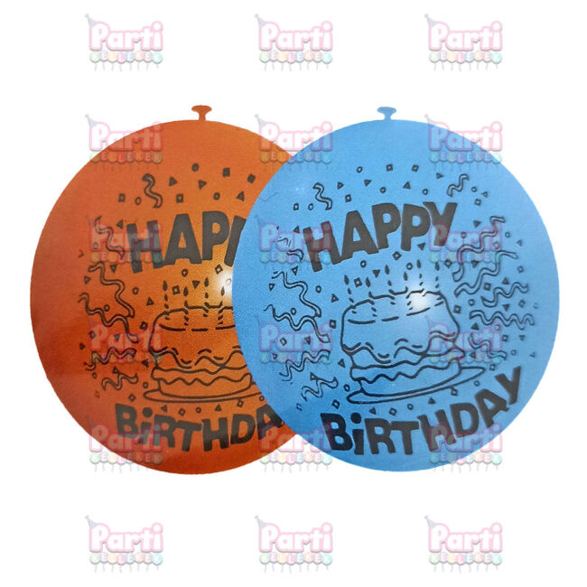Happy Birthday tortás színes neck up lufi 30cm (5db)