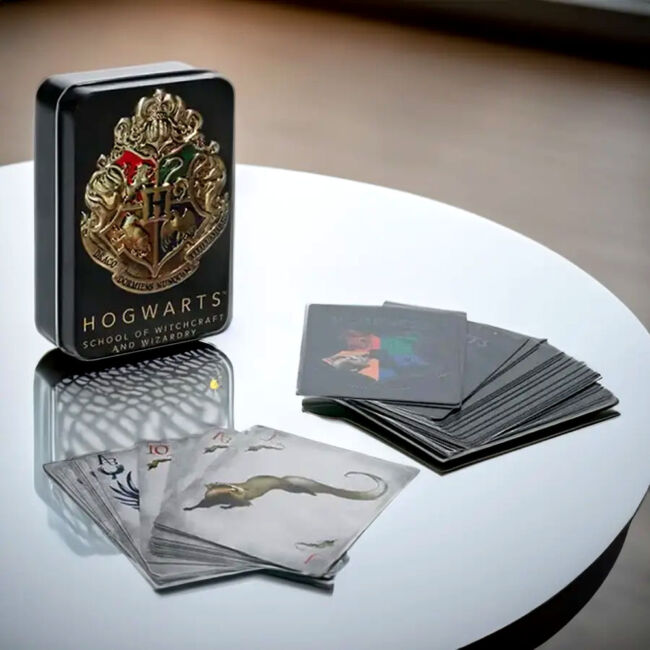 Harry Potter fekete fém dobozos Hogwarts francia kártya