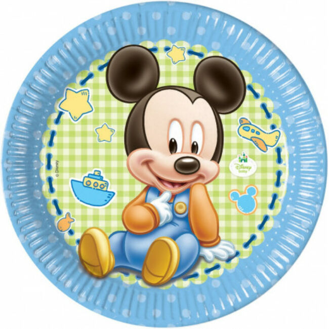 Mickey Baby Parti Tányér - 8 Db-Os, 23 Cm