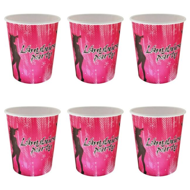 Lánybúcsú party papír pohár 250ml  6db rózsaszín