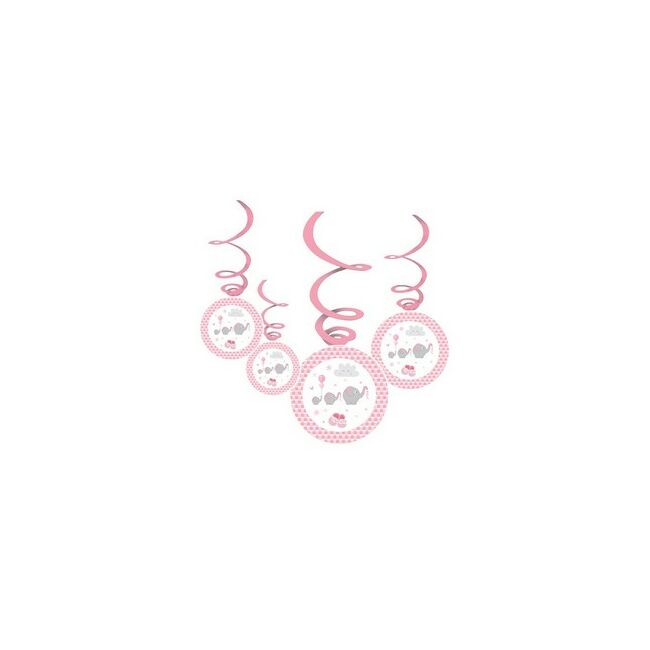 Rózsaszín Elefántos Parti Függődekoráció - 6 db-os
