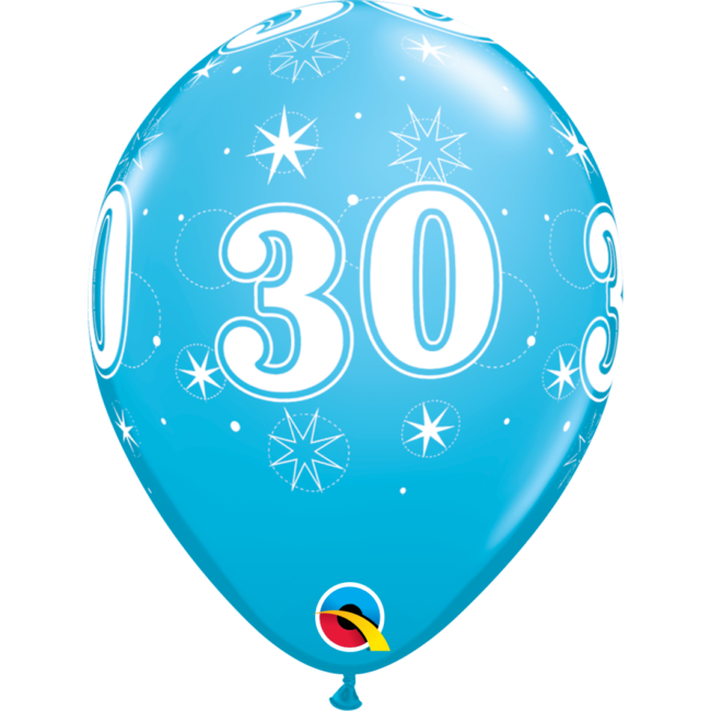 30cm születésnapi léggömb kék 30-as