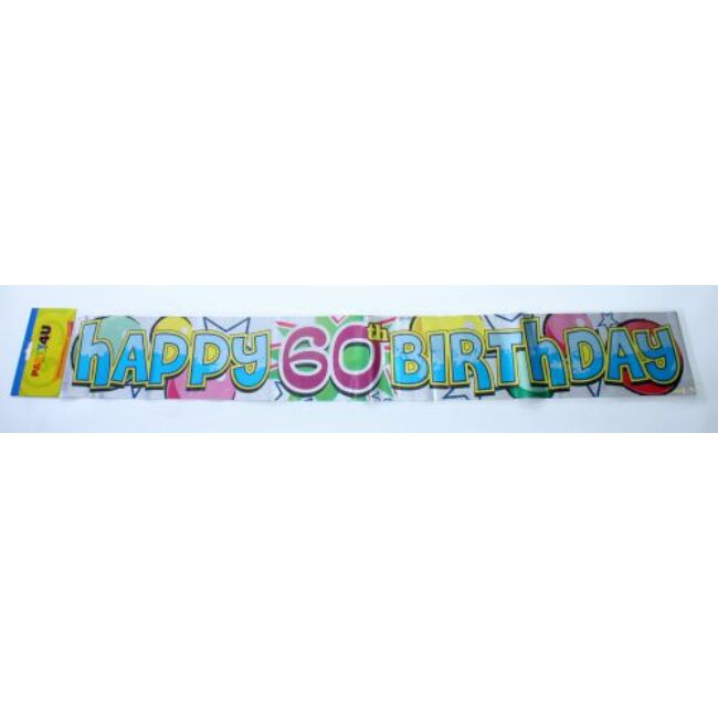 Színes Happy Birthday fólia felirat 60. szülinapra. A kerek évszámos kiegészítők minden születésnapi bulira ajánlottak, hogy minél emlékezetesebbek legyenek az ünnepeltek számára.