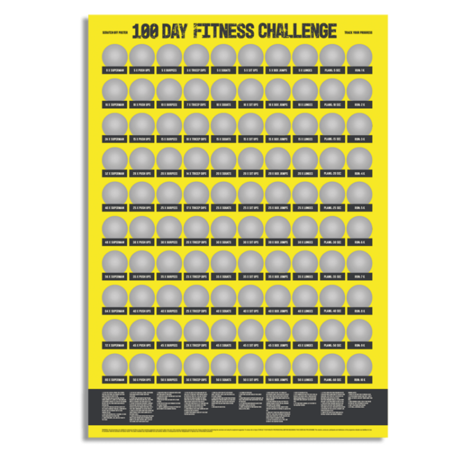 100 napos fitnesz kihívás kaparós poszter
