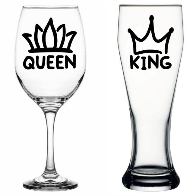 King and Queen boros és sörös pohár szett FANCY
