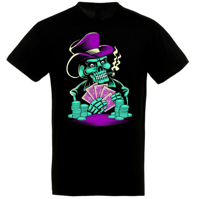 Skeleton Poker fekete póló