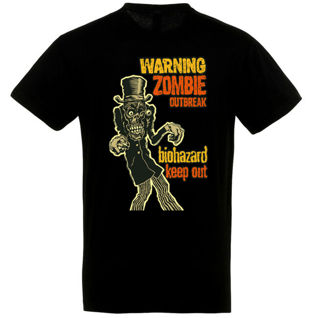 Warning! Zombie Outbreak fekete póló