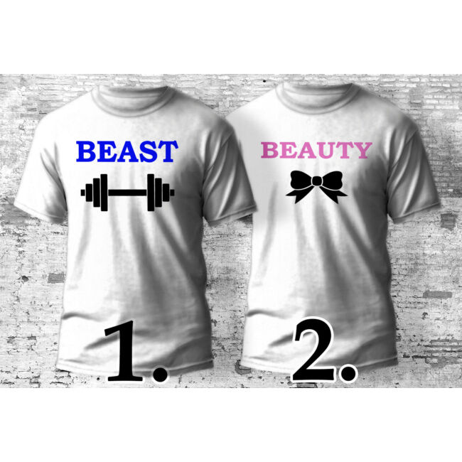 Beauty és Beast feliratos páros póló, több színben