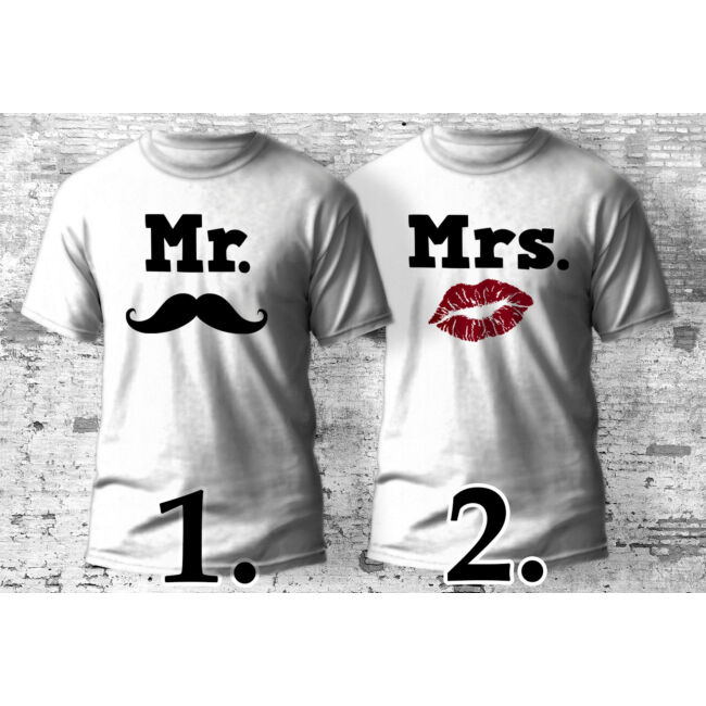 Mr és Mrs II. feliratos páros póló, több színben