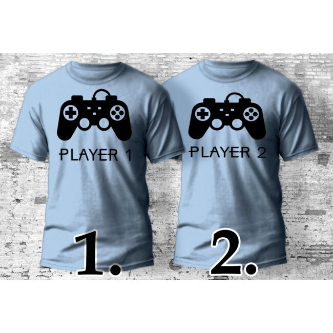 Player 1 és Player 2 mintás páros póló, több színben. 