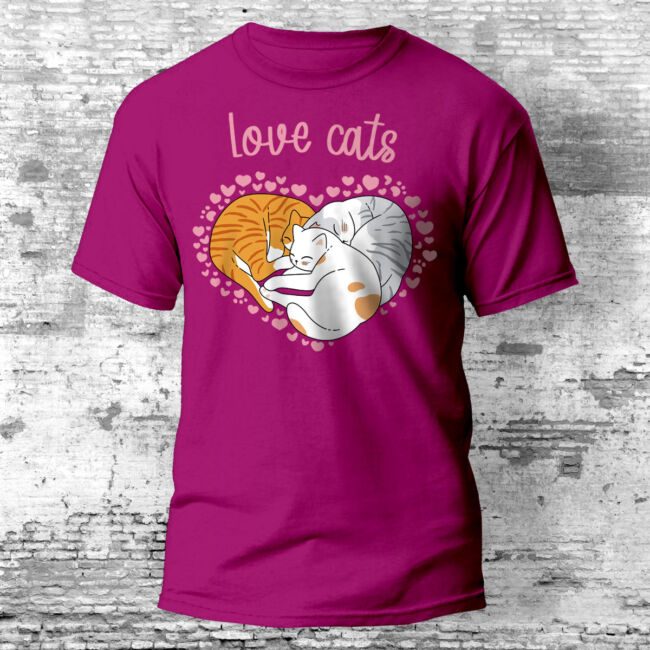Love Cats szíves cicás póló több színben