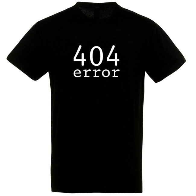 404 error póló fekete színben, kocka ajándék