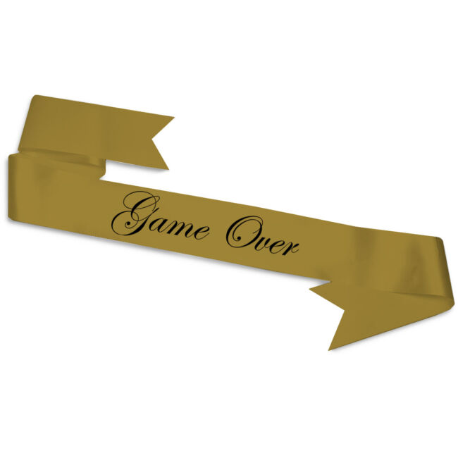 Game Over vállszalag arany színben lánybúcsúra
