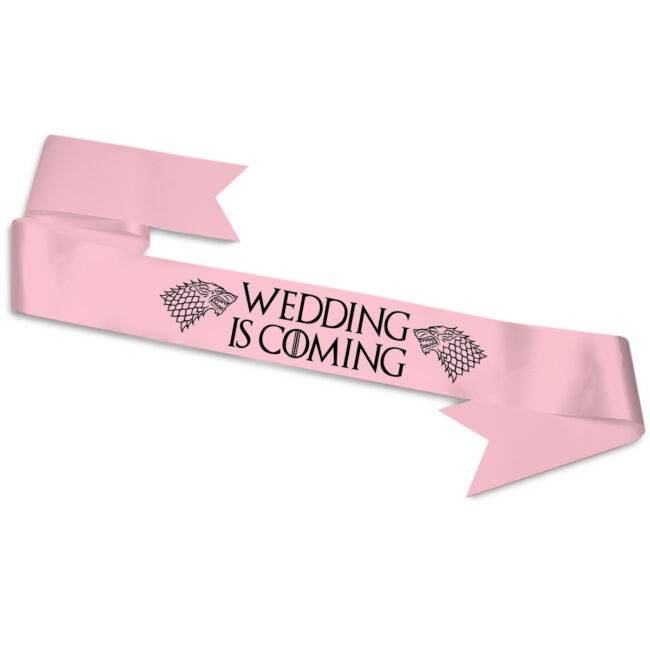 Wedding is coming vállszalag rózsaszín
